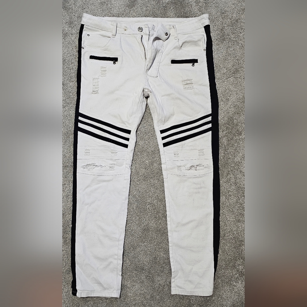 Stylish White and Black Men's Jeans